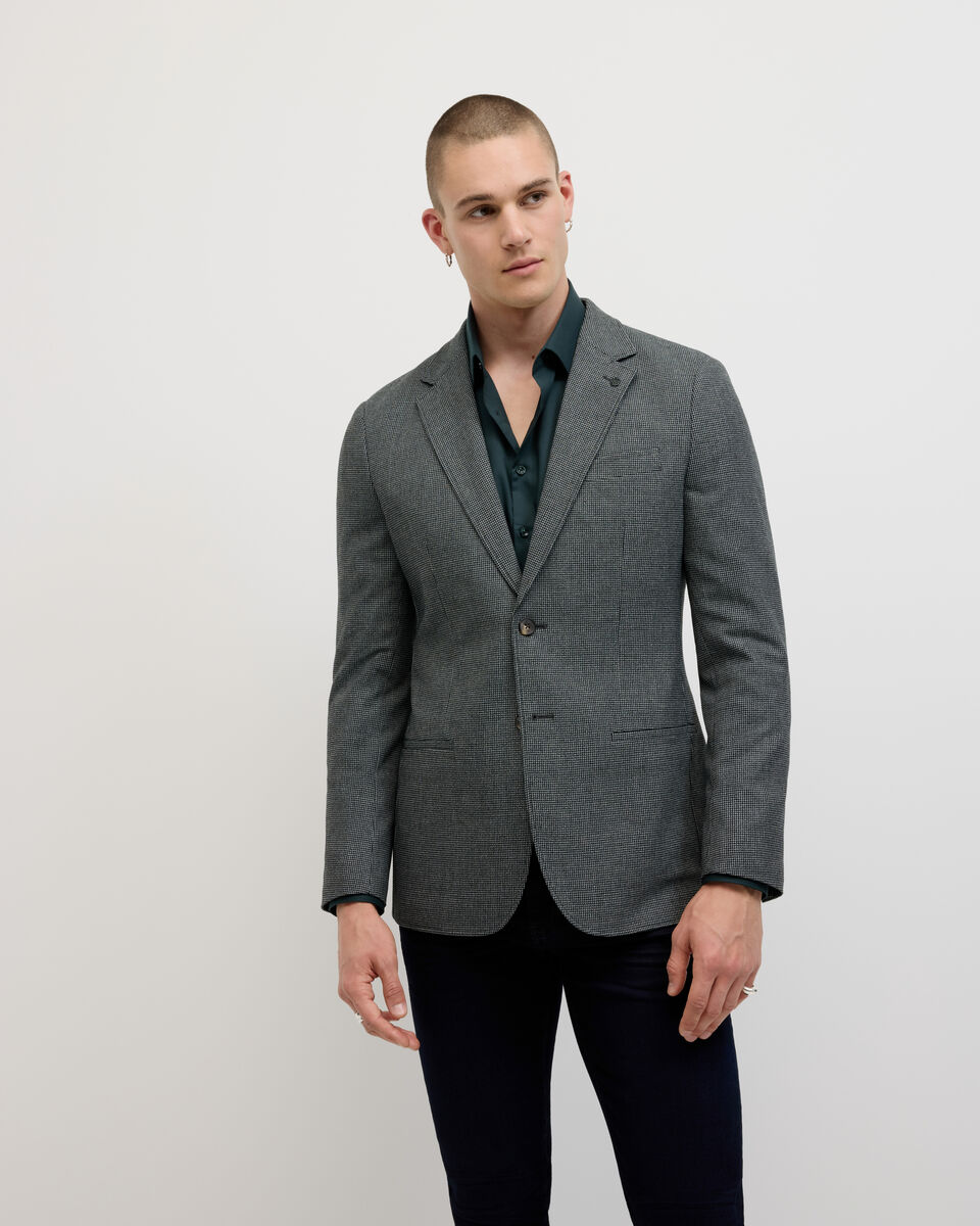 Two-Toned Houndstooth Blazer, Dark Khaki, hi-res